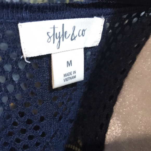 NWT Style & Co Short Sleeve Knit Linen Blend Mixed Media Cardigan-Size M - Picture 6 of 11